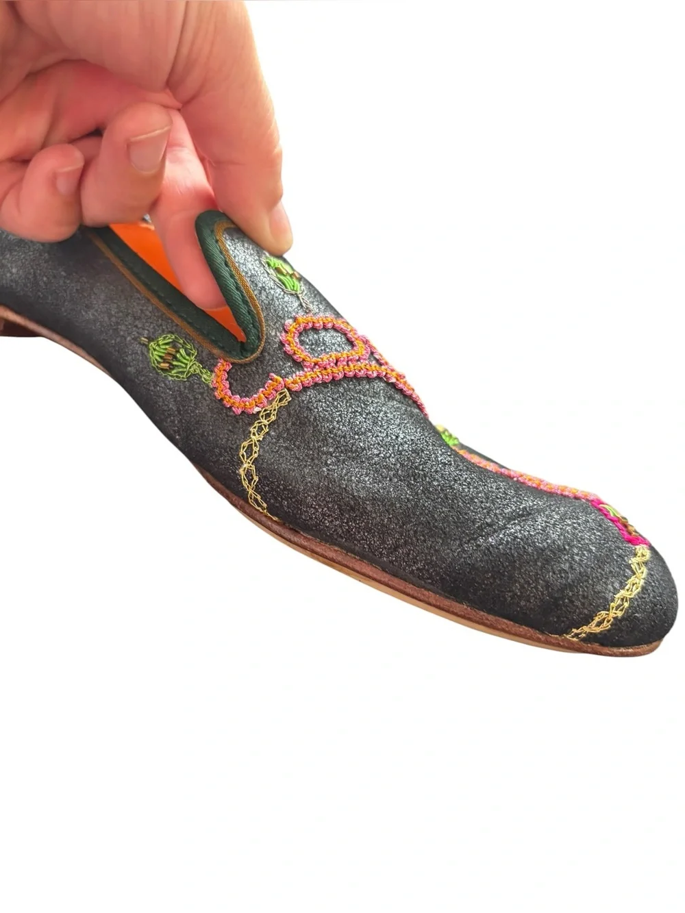 Meher Kakalia Women's Embellished Embroidery Navy Slip-On Loafers Pearls Size 39